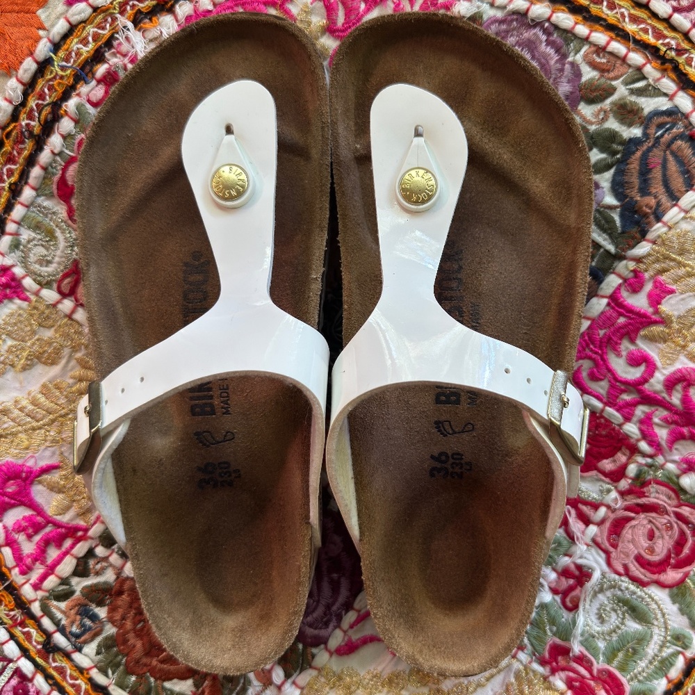 Birkenstock Gizeh Natural Leather - Patent White EU 36 US 5-5.5